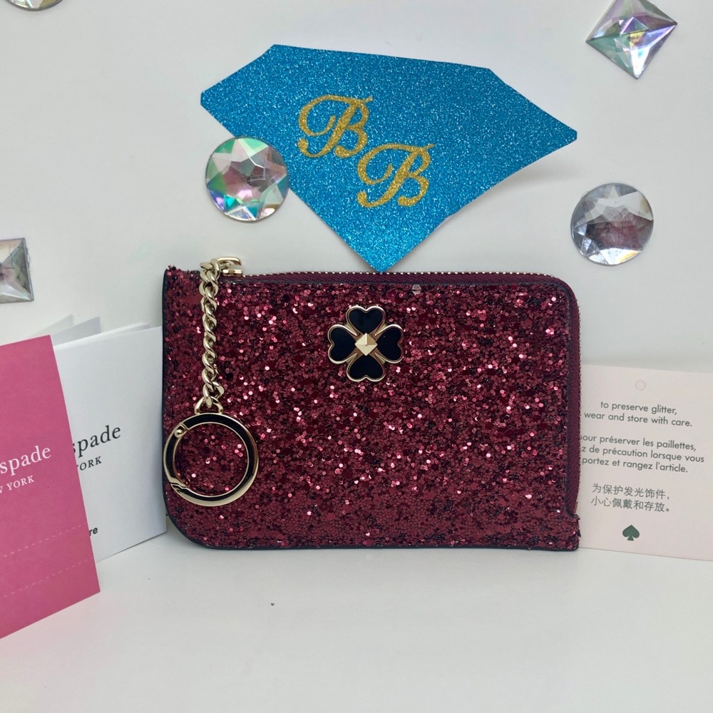 KATE♠️SPADE ODETTE GLITTER MEDIUM KEYCHAIN WALLET